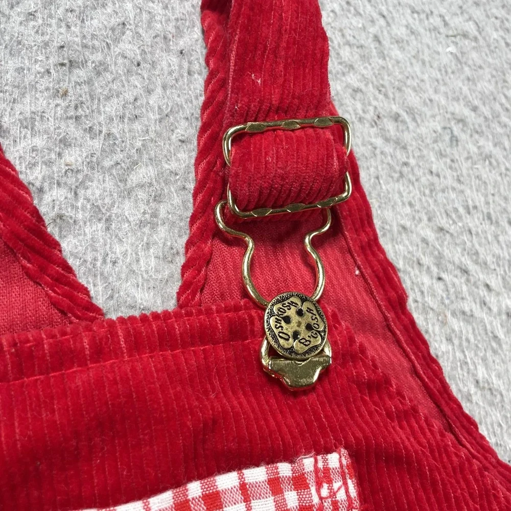Vintage OshKosh B'gosh Overalls Infant Boys 12M Red Corduroy Gingham Vestbak USA